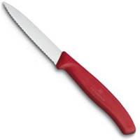 Нож для очистки овощей Victorinox лезвие 8 см, волнистое, красный 6.7631