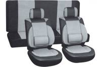 Чехлы на сиденья SKYWAY Protect Plus-8 экокожа/полиэстер, 11 предметов, черно/серый S01301031