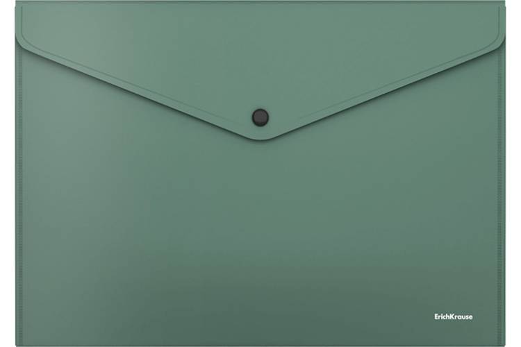Пластиковая папка-конверт ErichKrause Fizzy Classic на кнопке, А4, зеленый, 50178