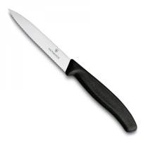 Нож для очистки овощей Victorinox лезвие 10 см волнистое, черный, 6.7733