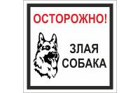 Табличка "Осторожно! Злая собака" Стандарт Знак, 200x200 мм, пластик 2 мм 00-00037981