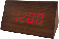 Часы будильник PERFEO LED Trigonal коричневый красная подстветка PF S711T 30 011 164
