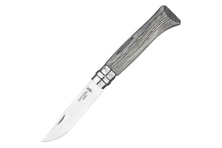 Нож Opinel №08, нержавеющая сталь, ручка из березы, серая ручка 002389