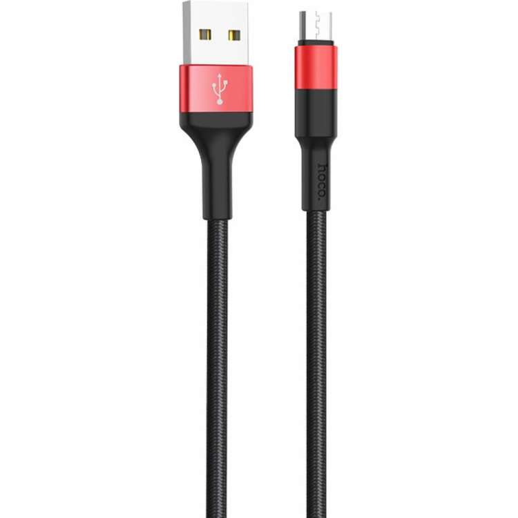Кабель USB 2.0 Hoco X26, AM/microBM, черно-красный, 1м 6957531080220
