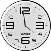 Настенные часы Centek белые, 30 см диаметром, круг, объемные цифры, плавный ход CT-7101 White