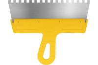 Фасадный зубчатый шпатель (250 мм, нержавеющая сталь, 8 мм, желтая ручка) Biber МАСТЕР 35186 тов-176013