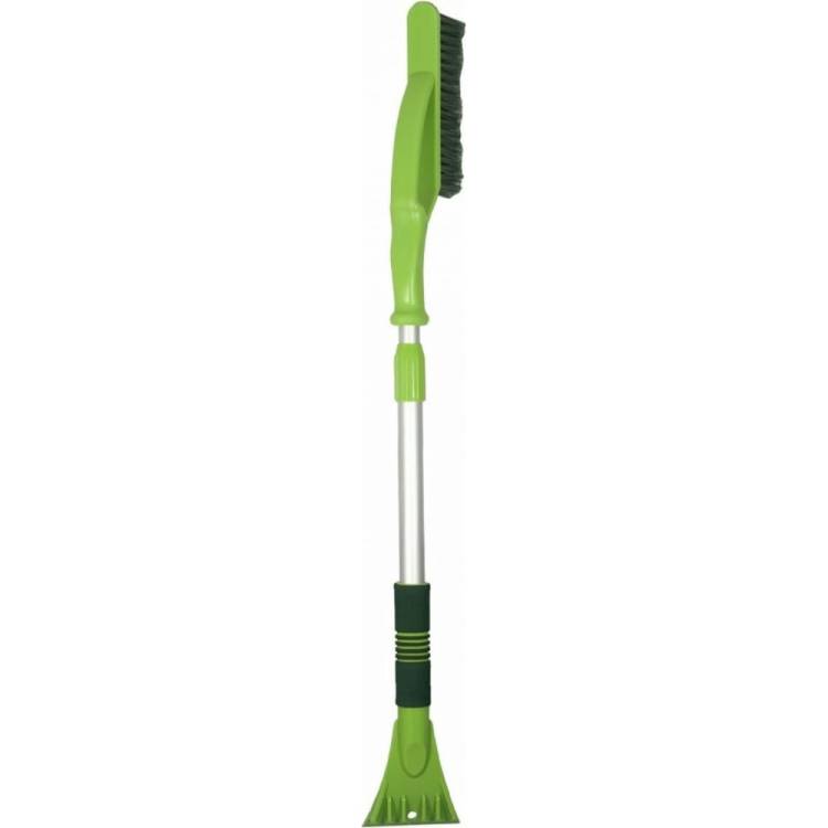 Телескопическая щетка для снега Спец со скребком, поролоновая ручка, салатово-зеленая 39897