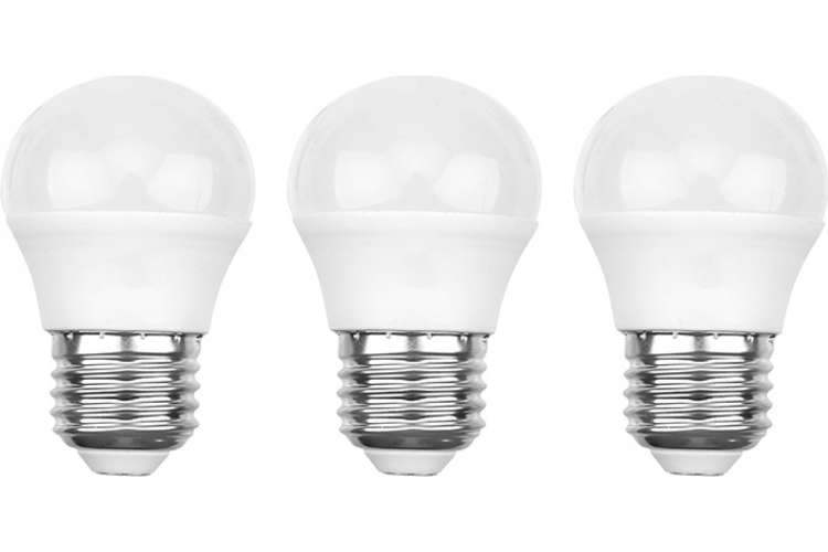 Светодиодная лампа REXANT 3 шт Шарик GL 7.5 Вт E27 6500 K холодный свет 604-036-3