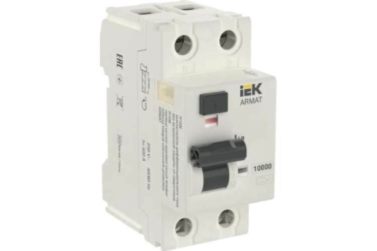 Выключатель дифференциального тока IEK ARMAT R10N 2P 63А 300мА тип A AR-R10N-2-063A300