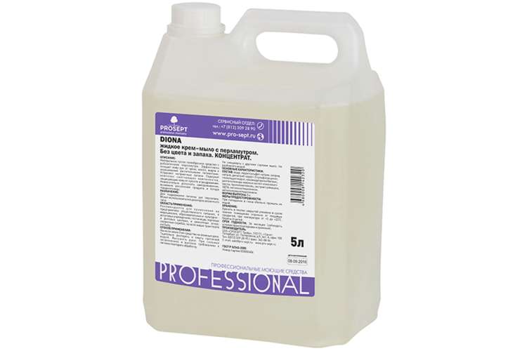 Жидкое гель-мыло с перламутром без красителей и ароматизаторов PROSEPT Diona 5л 145-5