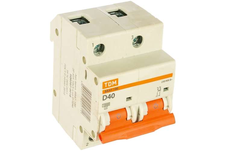 Автоматический выключатель TDM ВА47-100 2Р 40А 10кА D SQ0207-0018