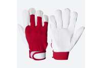 Кожаные перчатки Jeta Safety, хлопок/телячья кожа, манжета велкро, белый/красный JLE301-10/XL