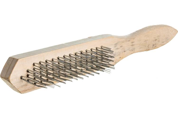 Ручная щетка по металлу SAMGRUPP с деревянной ручкой, 5 рядов 16079