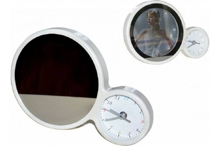 Зеркальная фоторамка APEYRON встроенные часы 20.5x6.1x29 см белая 12-72