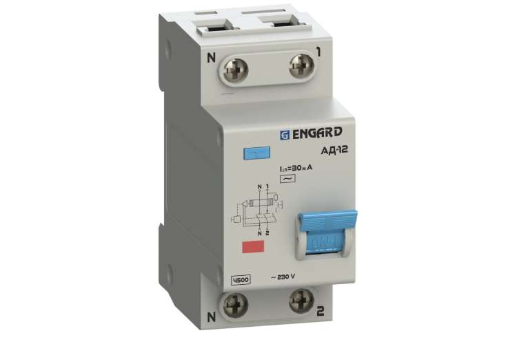 Автоматический выключатель дифференциального тока Engard АД12 2р C16 30 мА электронный, тип AC AD12-23CAC-16