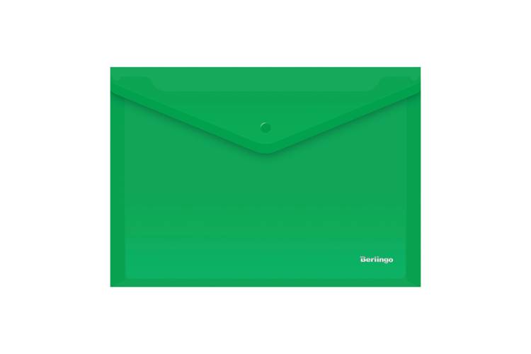 Папка-конверт BERLINGO на кнопке, А4, 180 мкм, зеленая AKk_04104
