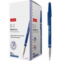 Шариковая ручка Hatber B-2 синяя, 0.7 мм с колпачком и клипом, 50 шт 040991