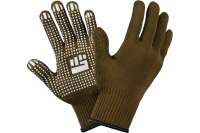 Трикотажные 2-слойные перчатки с ПВХ Фабрика перчаток 10 класс, 6 нитей, олива 6-10-2С-ОЛ-(XL)