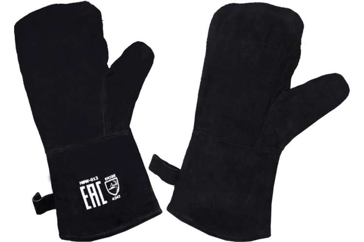 Спилковые двупалые рукавицы сварщика Optima ТРЭК черный HBW-012