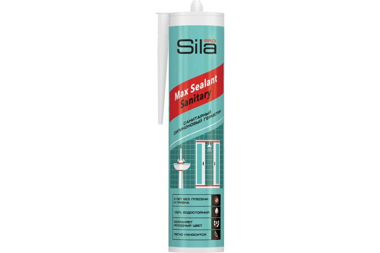 Силиконовый санитарный герметик Sila белый PRO Max Sealant 290 мл SSSWH0290