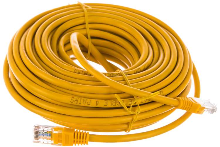 Медный патч-корд Cablexpert UTP PP10-15M/Y кат.5e, 15м, литой, многожильный жёлтый PP10-15M/Y