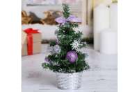 Декоративная ёлка Зимнее волшебство 20 см, фиолетовые шары 717969