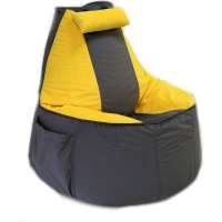 Игровое кресло-мешок Mypuff Геймер, Серо-желтое, мебельная ткань G_472_535