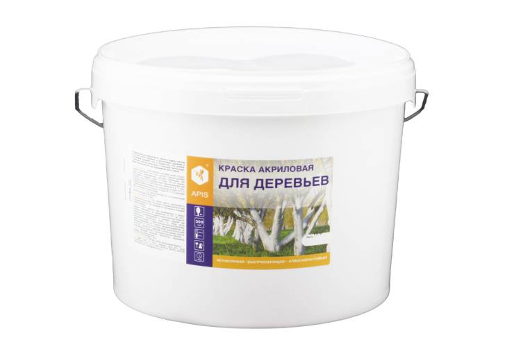 Акриловая краска для деревьев APIS белая, 15 кг 4665296515018
