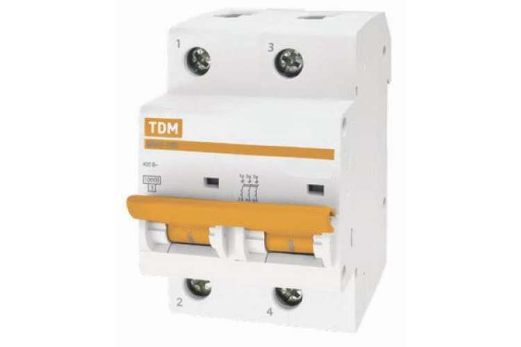 Автоматический выключатель TDM ВА47-100 2Р 80А 10кА D SQ0207-0021