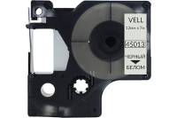 Лента Vell VL-D-S0720530/45013 12 мм, черный на белом, для LM 210D/PnP/280/420P/500TS/Rhino 328661