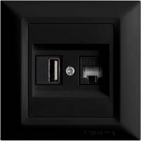 Розетка Vesta Electric Roma Black для USB + сетевого кабеля LAN FRZ00050205CMT