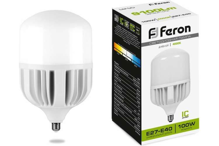 Светодиодная лампа FERON LB-65 E27-E40 100W 4000K 38219