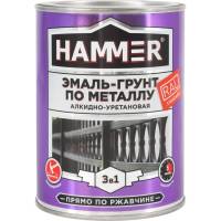 Эмаль-грунт по металлу HAMMER 3в1 АУ п/гл RAL 6005 зеленый мох 0,9 кг ЭК000133626