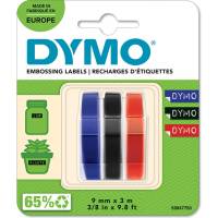Лента для механических принтеров Dymo S0847750 9 мм, 3 м, пластик, черн., син., красн., 3 шт. блистер DYMO146079