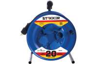 4-местный удлинитель на металлической катушке STEKKER с заземлением PRF02-31-20, 20м, 3х1,5, синий 39785