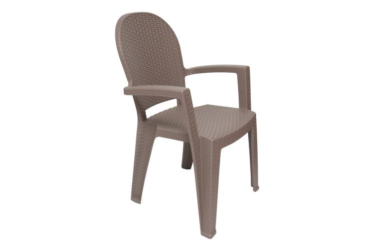 Пластиковый стул Протэкт Ротанг, высота 91 см, 59х52 см, Темный мокко СПР ТМ