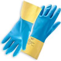 Химические неопреновые перчатки Jeta Safety JNE711, размер 7/S, желтый/голубой JNE711-S
