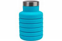 Силиконовая складная бутылка для воды с крышкой BRADEX 500 мл, голубая TK 0270