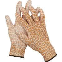 Садовые перчатки Grinda, прозрачное PU покрытие, 13 класс вязки, коричневые, размер M 11292-M