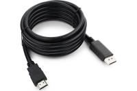 Кабель Cablexpert, DisplayPort-HDMI, 3м, 20M/19M, черный, экранированный, пакет, CC-DP-HDMI-3M