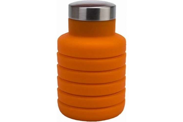 Силиконовая складная бутылка для воды с крышкой BRADEX  500 мл, оранжевая TK 0268