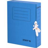 Архивная папка STAFF с завязками А4 325х250 мм, 75 мм, до 700 листов, микрогофрокартон, синяя 128870