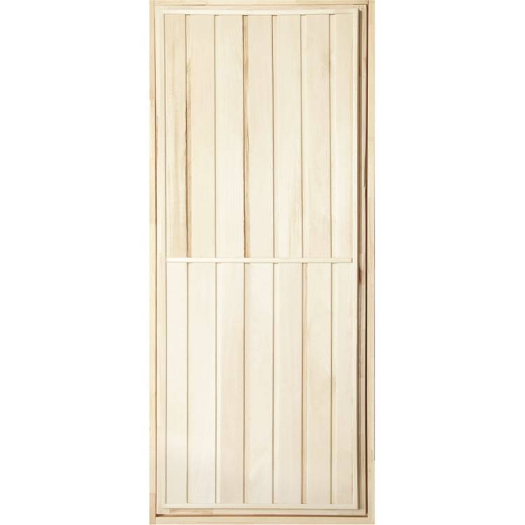 Дверь для бани Банная линия глухая с фольгой, 1.9x0.7 м, липа, класс Б, коробка из липы, петли 12-933