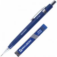 Трёхгранный механический карандаш BRAUBERG синий корпус + грифели HB, 0,7 мм, набор 12 шт 180494
