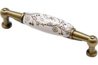 Ручка-скоба с фарфором KERRON 96мм, Д105 Ш30 В30, античная бронза SF01-04-96 BA