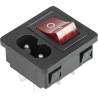 Разъем питания REXANT C8 2PIN с клавишным выключателем с красной подсветкой 250 V 6 А 10 шт 36-2285