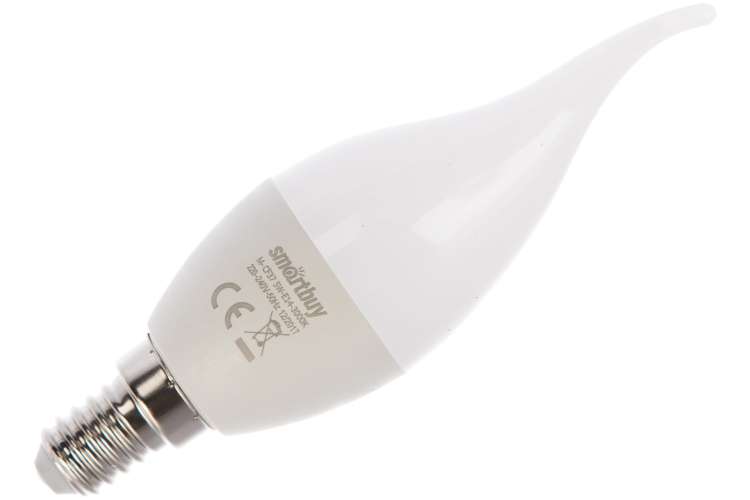 Светодиодная лампа Smartbuy LED свеча на ветру, матовая C37-05W/3000/E14 SBL-C37Tip-05-30K-E14