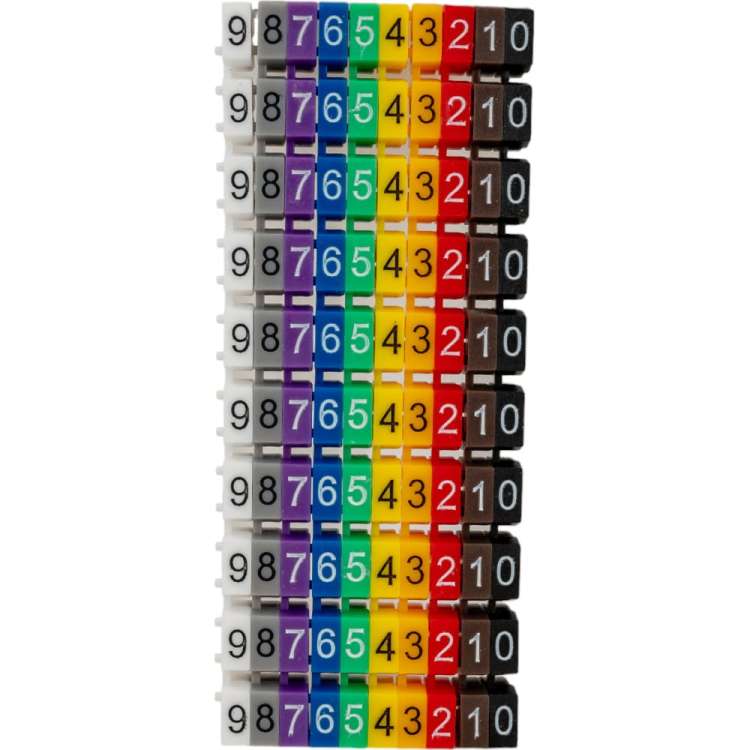 Маркеры HLT наборные – комплект цифр («0»-«9») 4 мм² (100 шт.) 084-08-163