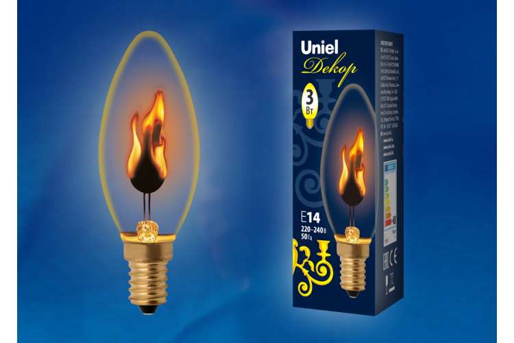 Декоративная лампа Uniel с типом свечения "эффект пламени" IL-N-C35-3/RED-FLAME/E14/CL UL-00002981