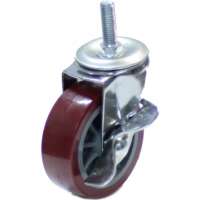 Мебельное поворотное колесо MFK-TORG болт крепление_ М10, с тормозом, 75 мм, красный, пластик 8005075